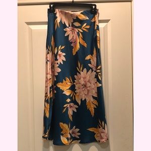 Floral satin skirt